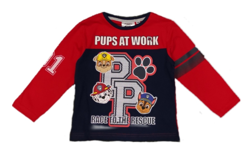 PAW Patrol Jungen Langarmshirt Rot "Pups at Work"